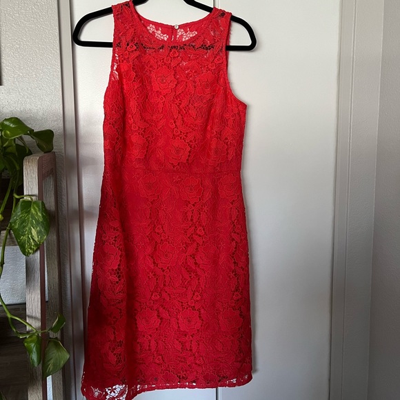 J Crew Red Lace Dress - Picture 1 of 5
